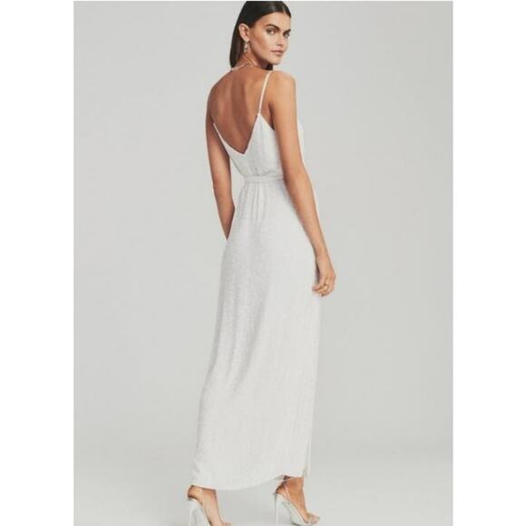 Retrofete Rebecca Sequin Maxi Dress in White Size Large NWT Sleeveless Belt - Picture 2 of 13